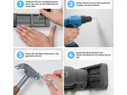 Björn&Schiller Weitere Ordnungssysteme Für Den Garten|Gerätehalter Wandhalterung Aluminium 4 Besenhalter 5 Haken bis 10 kg