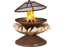 Feuerschalen|Feuerkörbe|Blumfeldt Aguilera Feuerschale mit Grill Ø 65 cm Holzlager Stahl