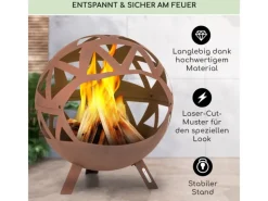 Feuerschalen|Feuerkörbe|Blumfeldt Colima Feuerschale Ø 66 cm Kugelform Holzkohle & Ascheschale Geometrisch