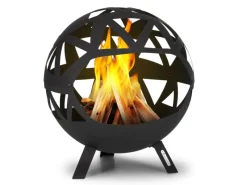 Gartenkamine|Feuerkörbe|Blumfeldt Colima Feuerschale Ø 66 cm Kugelform mit Holzkohlerost &  Ascheschale Geometrisch