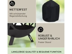 Gartenkamine|Feuerkörbe|Blumfeldt Colima Feuerschale Ø 66 cm Kugelform mit Holzkohlerost &  Ascheschale Geometrisch