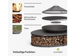 Blumfeldt Firebowl Ebeko 3-in-1 Grillfunktion als Tisch Nutzbar Grillrost Funkenschutz* Clearance