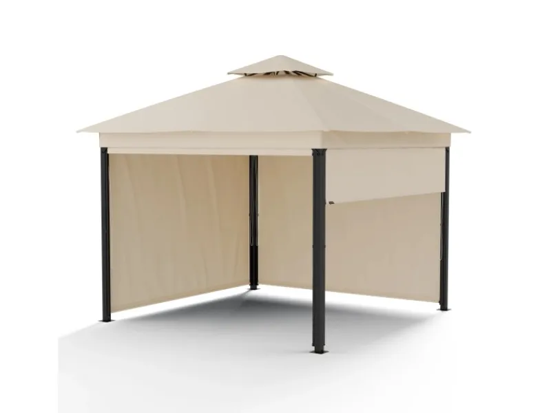 Gartenlauben|Blumfeldt Grandezza Cortina Gartenpavillon 3x3 m Wetterbeständig Pulverbeschichtet Seitliche Rollläden