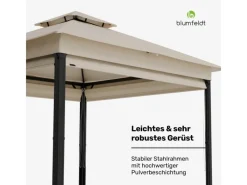 Gartenlauben|Blumfeldt Grandezza Cortina Gartenpavillon 3x3 m Wetterbeständig Pulverbeschichtet Seitliche Rollläden