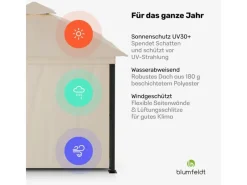 Gartenlauben|Blumfeldt Grandezza Cortina Gartenpavillon 3x3 m Wetterbeständig Pulverbeschichtet Seitliche Rollläden