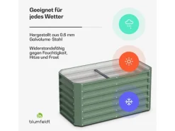 Kinder Kinder-Gartengeräte|Blumfeldt High Grow Straight Hochbeet 120x60x60 cm Stahl-Wellblech Einfacher Aufbau Rostfrei Rechteckig Dunkles Moosgrün