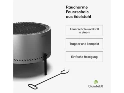 Blumfeldt Ignite Pure Feuerschale Raucharm Grillrost Regenhaube Tragegriffe* New