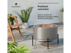 Blumfeldt Ignite Pure Feuerschale Raucharm Grillrost Regenhaube Tragegriffe* New