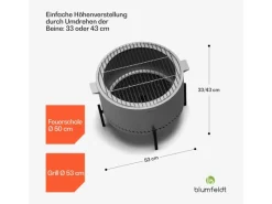 Blumfeldt Ignite Pure Feuerschale Raucharm Grillrost Regenhaube Tragegriffe* New