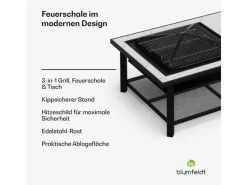 Blumfeldt Merano Avanzato L 3-in-1-Feuerschale mit Grillfunktion als Tisch Nutzbar 122 x 87 cm Weiß* Outlet