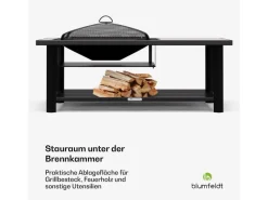 Blumfeldt Merano Avanzato L 3-in-1-Feuerschale mit Grillfunktion als Tisch Nutzbar 122 x 87 cm Weiß* Outlet