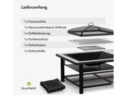 Blumfeldt Merano Avanzato L 3-in-1-Feuerschale mit Grillfunktion als Tisch Nutzbar 122 x 87 cm Weiß* Outlet