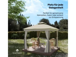 Pavillons|Blumfeldt Mondo Dual 3x3 m Pavillon mit Doppeldach und Moskitonetzen