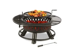 Blumfeldt Rosario 3-in-1-Feuerschale Ø 120 cm 70 cm Grill Tischplatte Stahl Schwarz* Discount