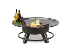 Blumfeldt Rosario 3-in-1-Feuerschale Ø 120 cm 70 cm Grill Tischplatte Stahl Schwarz* Discount