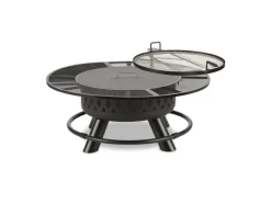 Blumfeldt Rosario 3-in-1-Feuerschale Ø 120 cm 70 cm Grill Tischplatte Stahl Schwarz* Discount