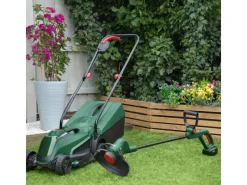 Bosch Rasenmäher|Rasenpflegeset mit Akku-Rasenmäher und Akku-Rasentrimmer