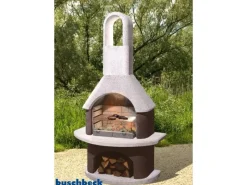 Buschbeck Grillkamine|Gartenkamine|Gartengrillkamin Milano Weiß-Braun