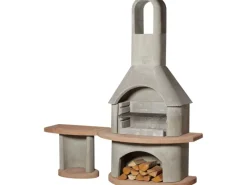 Grillkamin Carmen mit Tisch Grau-Terrakotta*Buschbeck Hot