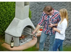 Grillkamin Carmen mit Tisch Grau-Terrakotta*Buschbeck Hot