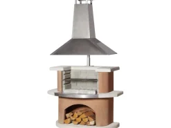 Buschbeck Grillkamine|Gartenkamine|Grillkamin Kampen Terracotta-Weiß mit Edelstahlhaube