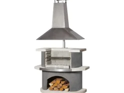 Grillkamin Zürich Anthrazit-Weiß mit Edelstahlhaube*Buschbeck New