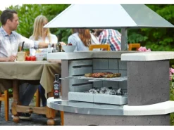 Grillkamin Zürich Anthrazit-Weiß mit Edelstahlhaube*Buschbeck New