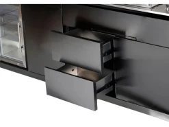 Buschbeck Outdoorküchen|Outdoorküche Brighton aus Schwarzer Edelstahl mit Marmor-Platte