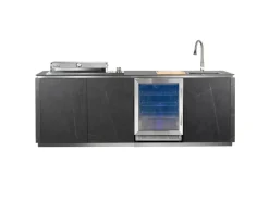 Buschbeck Outdoorküchen|Outdoorküche Derby aus Keramikverkleidung Weiß inkl. Wetterschutzhülle