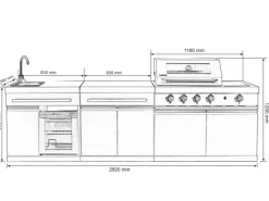 Outdoorküche King Range 112 cm x 282 cm x 58 cm Schwarz*Buschbeck Outlet