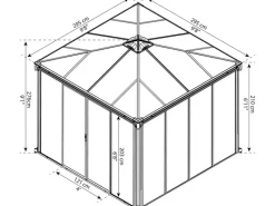 Pavillons|Canopia  Ledro 3 x 3 geschlossener Pavillon Anthrazit