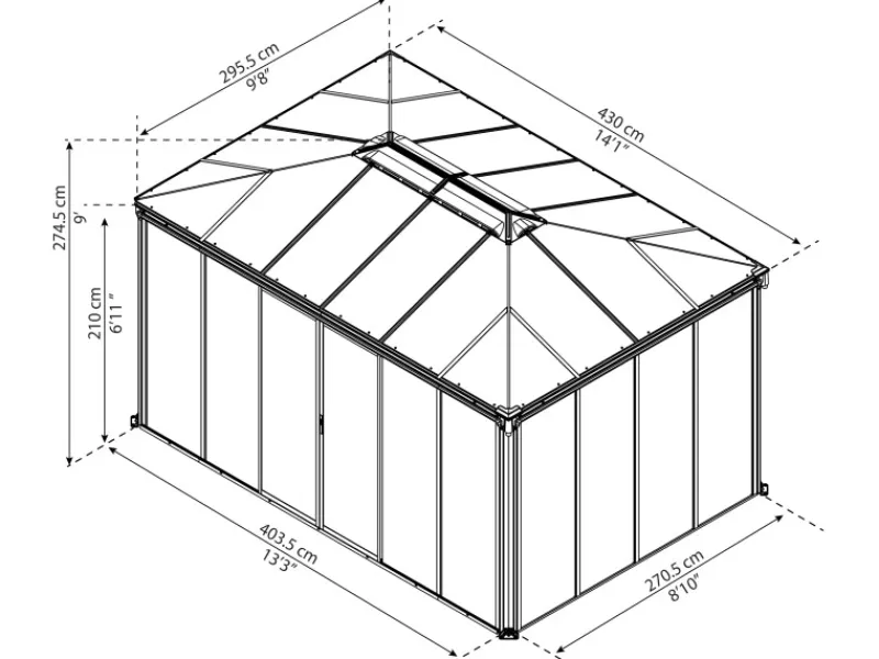 Canopia Ledro 3 x 4.3 geschlossener Pavillon Grau* Best