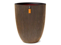 Capi Balkonmöbel|Pflanzgefäß Elegant Niedrig Groove Ø 46 cm x 58 cm Schwarz