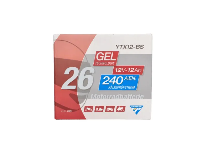 Cartec Quads|GEL Motorradbatterie YTX12-BS 12Ah 240A