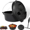 Dutch Oven Set 4,2L Gusseisen Grilltopf mit Feuertopf Ohne Beine*CCLIFE