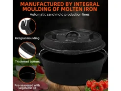 Dutch Oven Set 4,2L Gusseisen Grilltopf mit Feuertopf Ohne Beine*CCLIFE