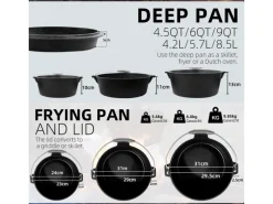 Dutch Oven Set 4,2L Gusseisen Grilltopf mit Feuertopf Ohne Beine*CCLIFE