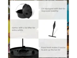Dutch Oven Set 4,2L Gusseisen Grilltopf mit Feuertopf Ohne Beine*CCLIFE