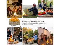 Feuerschale mit Glaskeramik Klappbar Tragbar Feuerschale für Garten Outdoor Camping Feuerkorb mit Grillrost Feuerstelle Edelstahl*CCLIFE Outlet