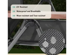 CCLIFE Gartenstühle|Gartenstühle Alu 2er Set Gartenstuhl Hochlehner Klappbar  Balkonstühle 7-Fach Verstellbar bis 150kg Dunkelgrau Modell Holzmaserung RelaxPro