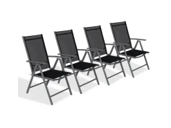 Gartenstühle Alu 4er Set Gartenstuhl Hochlehner Klappbar  Balkonstühle 7-Fach Verstellbar bis 150kg Modell Breeze*CCLIFE Best