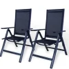 CCLIFE Gartenstühle|Gartenstühle Alu 2er Set Gartenstuhl Hochlehner Klappbar Balkonstühle 7-Fach Verstellbar bis 150kg Dunkelgrau Modell RelaxPro CushHom