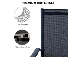 CCLIFE Gartenstühle|Gartenstühle Alu 2er Set Gartenstuhl Hochlehner Klappbar Balkonstühle 7-Fach Verstellbar bis 150kg Dunkelgrau Modell RelaxPro CushHom