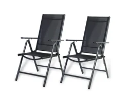 Gartenstühle Alu 2er Set Gartenstuhl Hochlehner Klappbar Balkonstühle 7-Fach Verstellbar bis 150kg Modell Breeze*CCLIFE Outlet