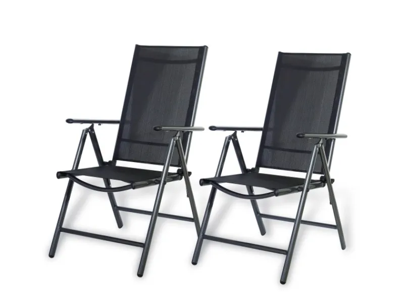 Gartenstühle Alu 2er Set Gartenstuhl Hochlehner Klappbar Balkonstühle 7-Fach Verstellbar bis 150kg Modell Breeze*CCLIFE Outlet