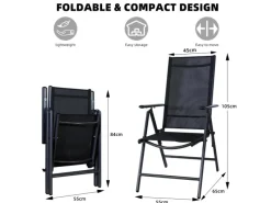 Gartenstühle Alu 2er Set Gartenstuhl Hochlehner Klappbar  Balkonstühle 7-Fach Verstellbar bis 150kg Modell Breeze*CCLIFE Outlet