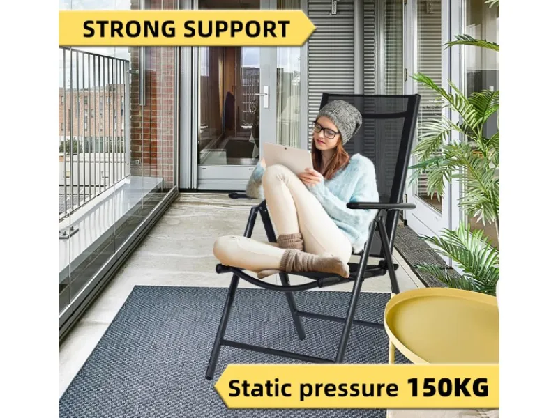 Gartenstühle Alu 2er Set Gartenstuhl Hochlehner Klappbar Balkonstühle 7-Fach Verstellbar bis 150kg Modell Breeze*CCLIFE Outlet