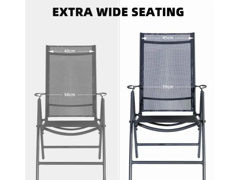 Gartenstühle Alu 2er Set Gartenstuhl Hochlehner Klappbar Balkonstühle 7-Fach Verstellbar bis 150kg Modell Breeze*CCLIFE Outlet