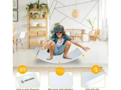 CCLIFE Fitnessgeräte|Holz Balance Board Wackelbrett Kinder Baby3 Jahre mit EVA Matte Montessori Spielzeug 85x30cm