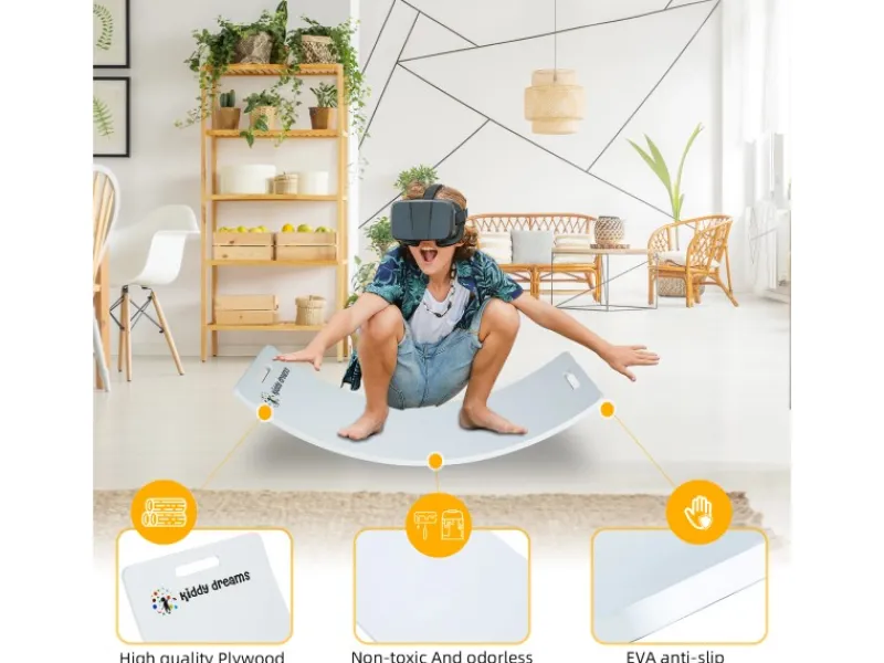 CCLIFE Fitnessgeräte|Holz Balance Board Wackelbrett Kinder Baby3 Jahre mit EVA Matte Montessori Spielzeug 85x30cm